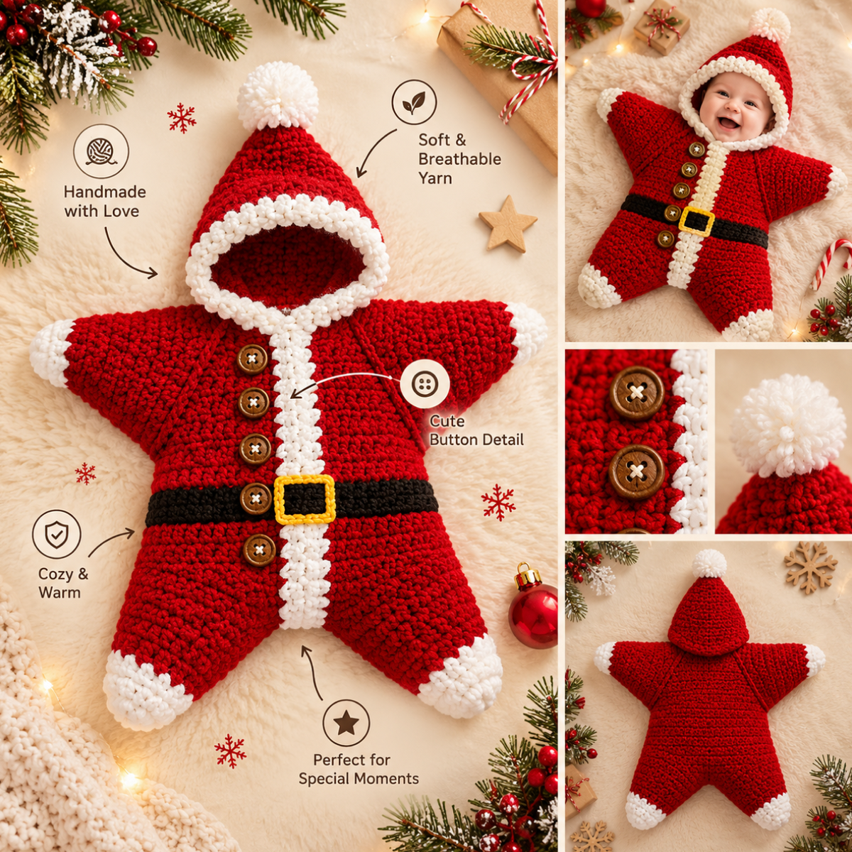 Baby Zuly Star Crochet Kit – Make Your Baby's Christmas Star Bodysuit